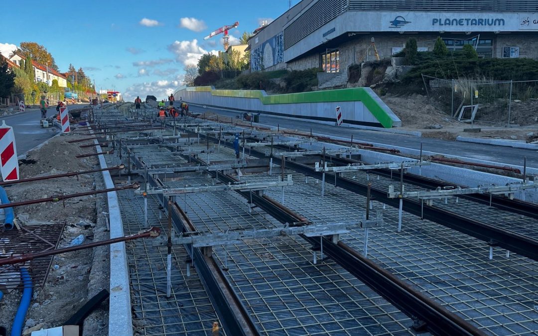 Budowa drugiej linii tramwajowej w dniach 03-07.2022 r.