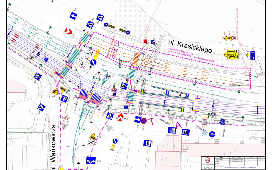 Istotne zmiany w organizacji ruchu w ciągu ulicy Krasickiego pomiędzy skrzyżowaniem z ul. Barcza i skrzyżowaniem z ul. Wańkowicza od dnia 18.12.2023 r.